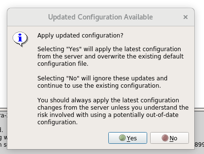 Configuration update window